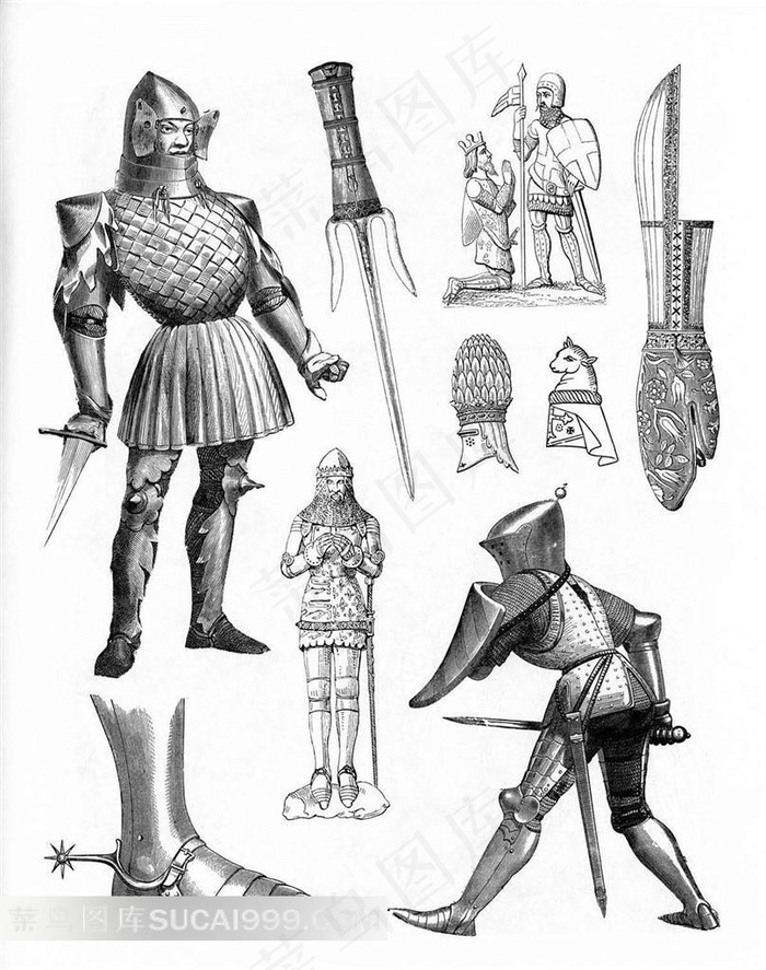 大师手绘铠甲武士素材
