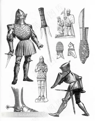 大师手绘铠甲武士素材