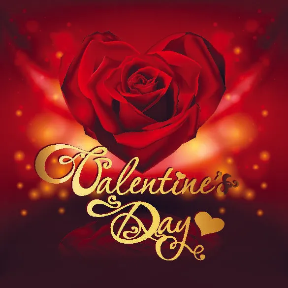 2.14情人节红心玫瑰背景eps,ai矢量模版下载
