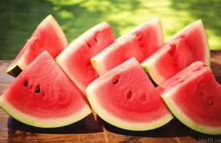 桌上切开的西瓜背景