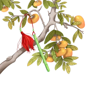 清新古风装饰柿子