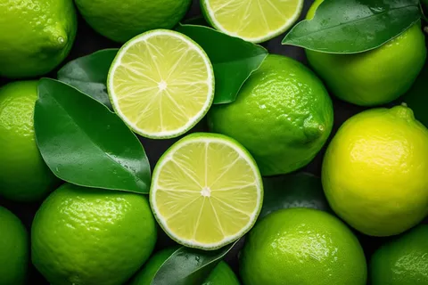 青柠檬切片水果摄影图