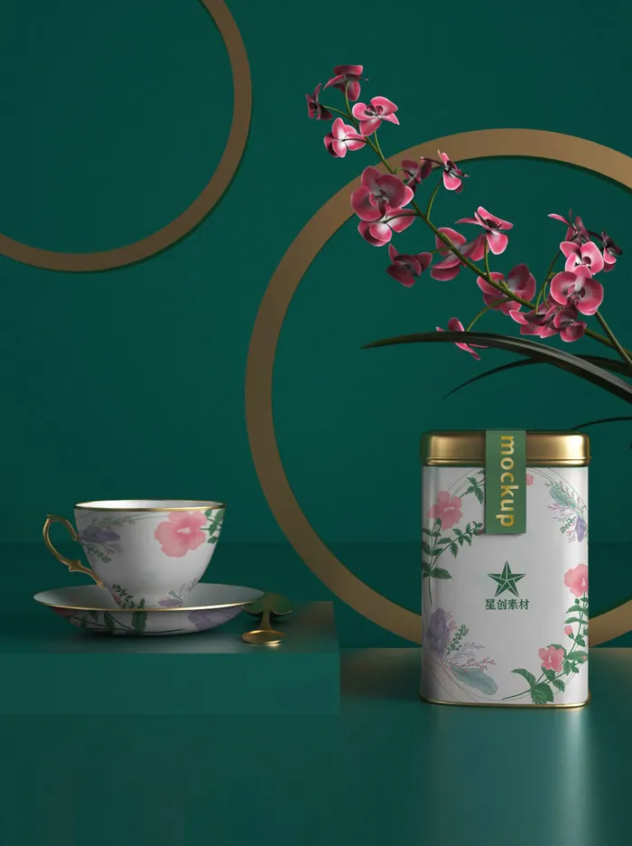 高端品牌茶叶包装盒纸袋智能贴图样机产品效果图展示PSD素材模板psd模版下载