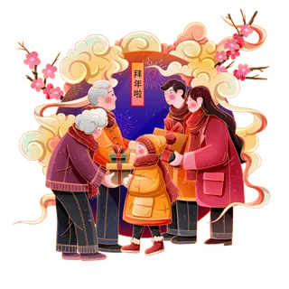 虎年新年习俗年俗场景拜年