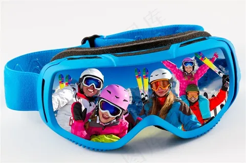 滑雪镜里的人物倒影高清图片