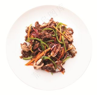 海鲜-爆炒鱿鱼（美食图片）