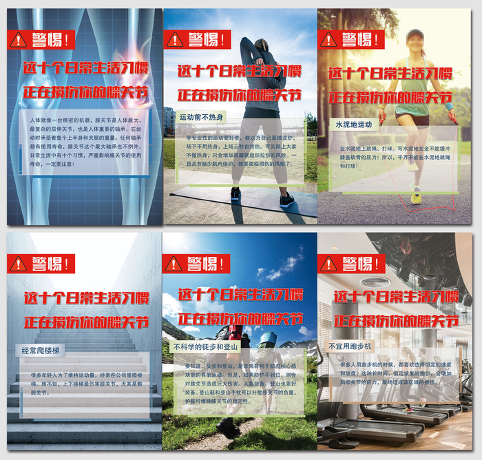 损伤膝关节的坏习惯医疗海报