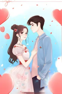 情侣情人节浪漫气球爱心手绘插画海报素材背景 情侣情人节浪漫气球爱心手绘插画海报素材背景