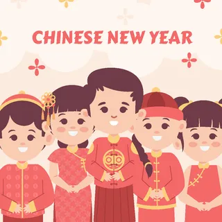 新年虎年中国风人物插画