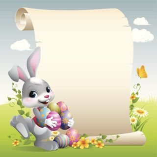 复活节装饰元素手绘插画兔子彩蛋鲜花场景(11)