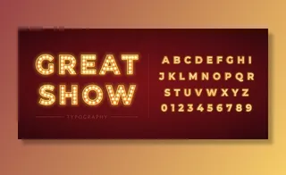 3d 灯泡字母表与红色框架隔离在深红色高级矢量