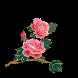 手绘国潮中国风古典牡丹花国花花卉装饰图案PSD设计素材