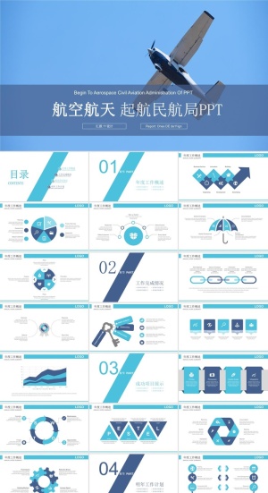 飞机航空公司介绍航天PPT模板ppt模版预览图