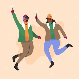 冬天服饰服装冬装穿冬装保暖冬季卡通人物男女装Ai矢量图片素材