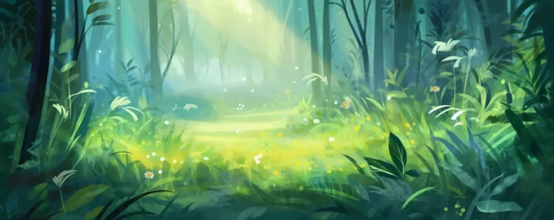 茂密的森林里投下一缕温和的阳光插画背景