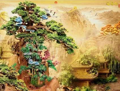 雕塑钻石花卉树叶背景墙 雕塑钻石花卉树叶背景墙