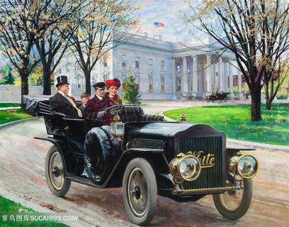 唯美经典老爷车怀旧风景画