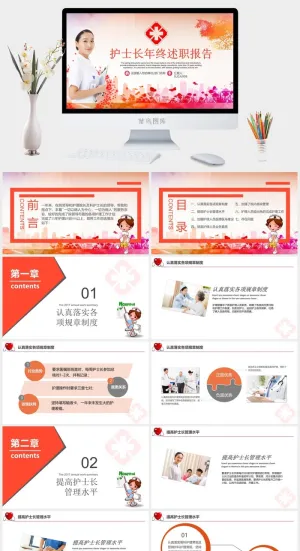 护士述职报告PPT模板预览图