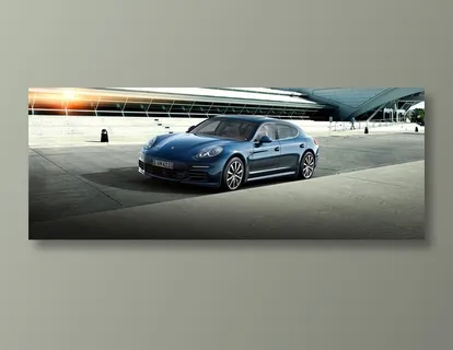 蓝色保时捷豪车摄影图