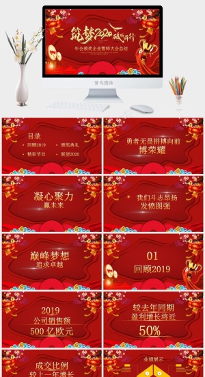 典礼
总结
红色中国风营销PPT模板