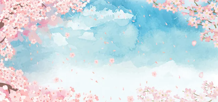 樱花赏花季背景展板psd模版下载