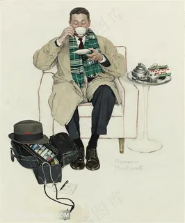 诺曼 · 洛克威尔手绘喝咖啡男士艺术装饰画 诺曼 · 洛克威尔手绘喝咖啡男士艺术装饰画