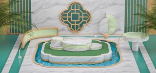 中国风国潮电商促销海报C4D背景图3D场景立体设计PSD素材模板