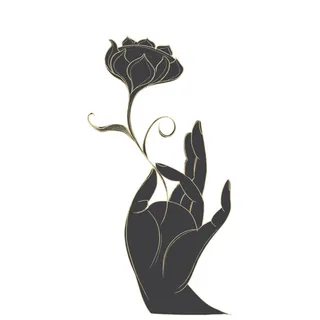 禅意佛手拈花指莲花佛珠敦煌文化线描稿国潮风元素设计模板素材