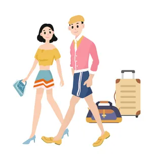 情人节约会的情侣插画psd文件