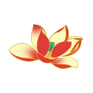 国潮风立体浮雕金边手绘花朵花卉PSD设计PNG免扣图片元素素材