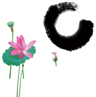 中国古风元素荷花水墨