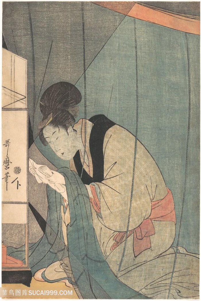 喜多川歌磨手绘妇女插画