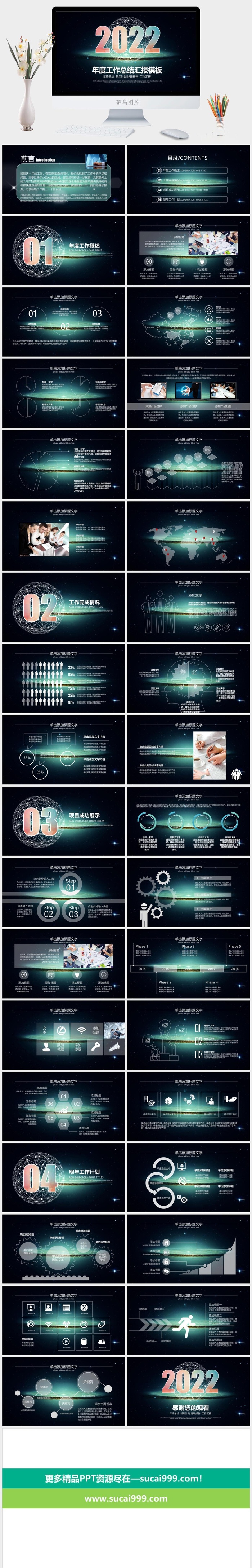 点线球状网科技风年度工作总结计划ppt模板