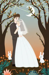 卡通温馨浪漫2月14七夕520情侣拥抱情人节主题插画海报PSD素材