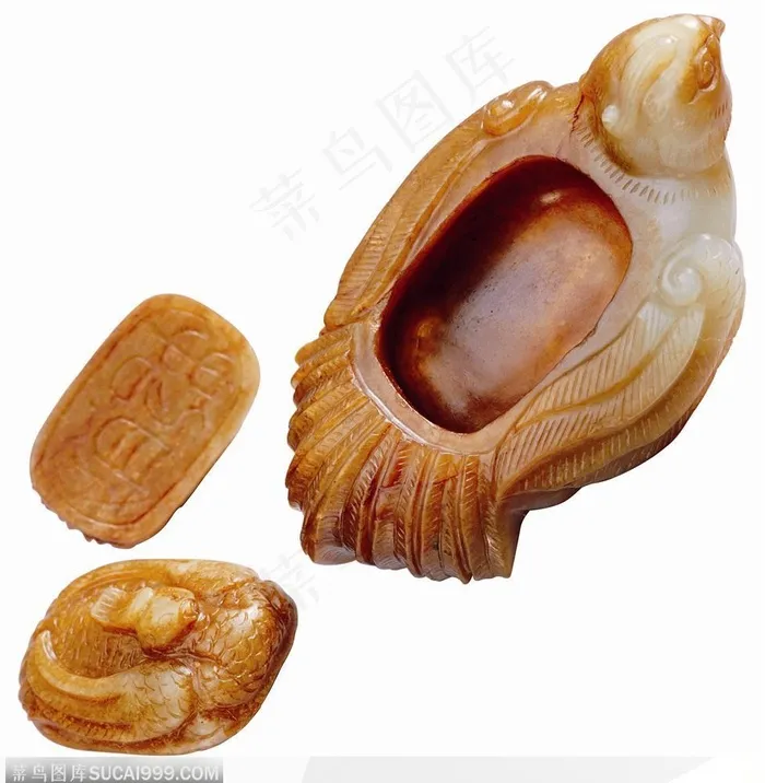 传统工艺-精美的褐色玉印章
