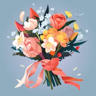 手捧花花束鲜花卡通插画素材