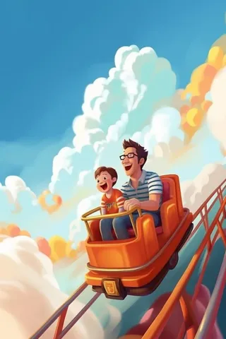 过山车游玩插画背景