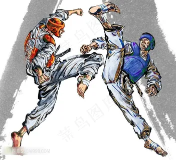 跆拳道运动员插画素材