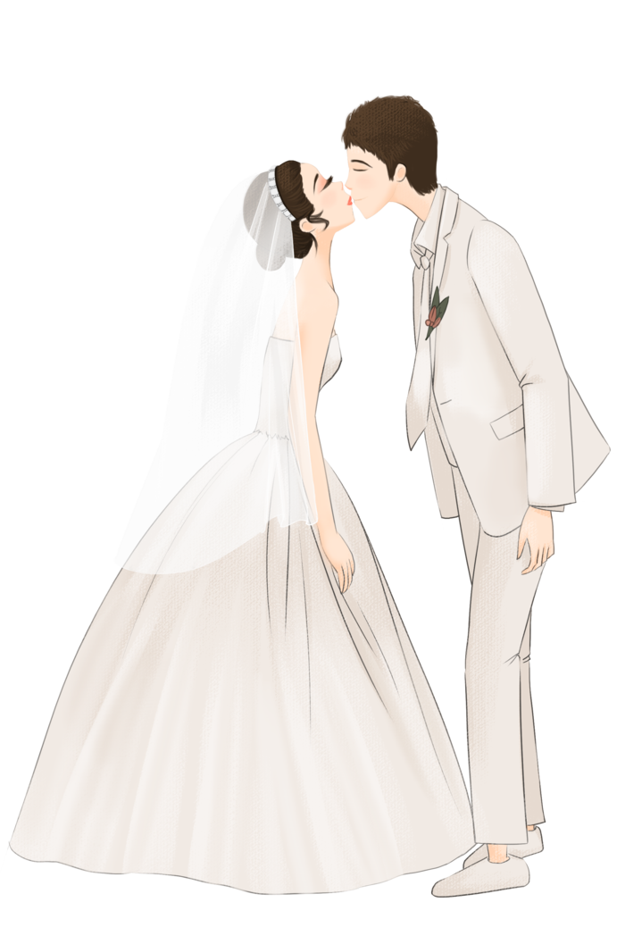 婚纱卡通人物婚礼白纱结婚婚纱摄影手绘