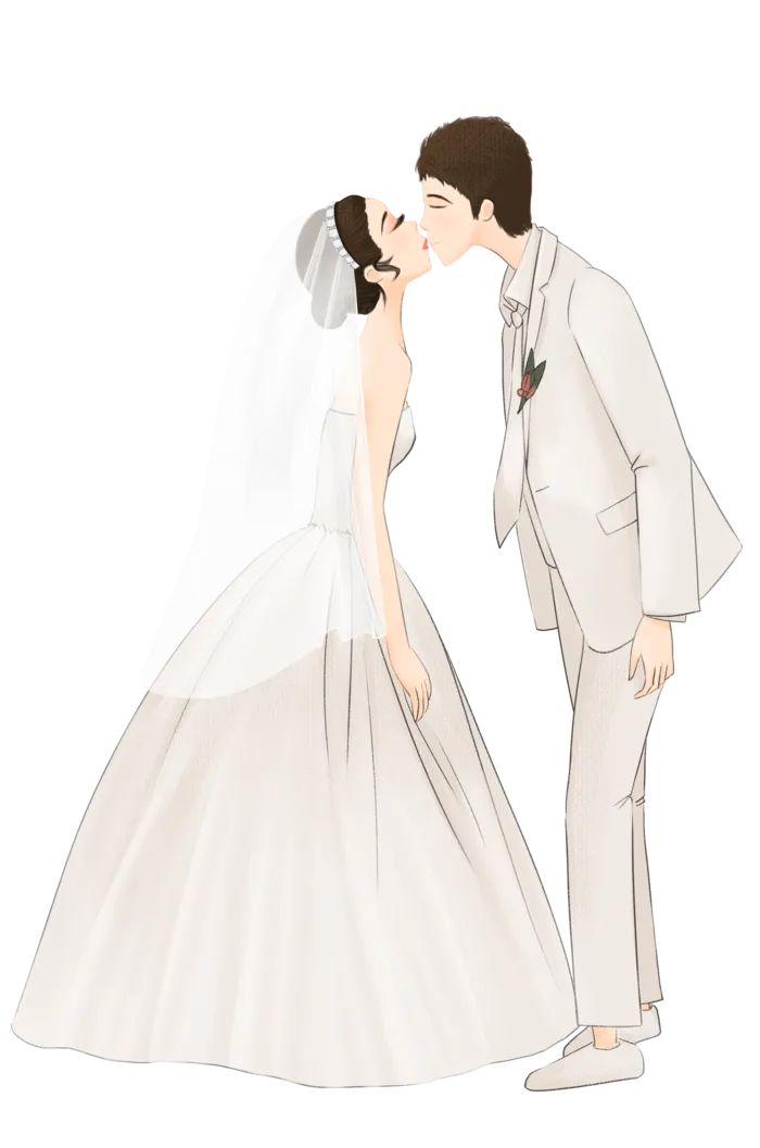 婚纱卡通人物婚礼白纱结婚婚纱摄影手绘