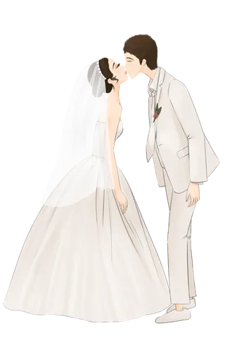 婚纱卡通人物婚礼白纱结婚婚纱摄影手绘