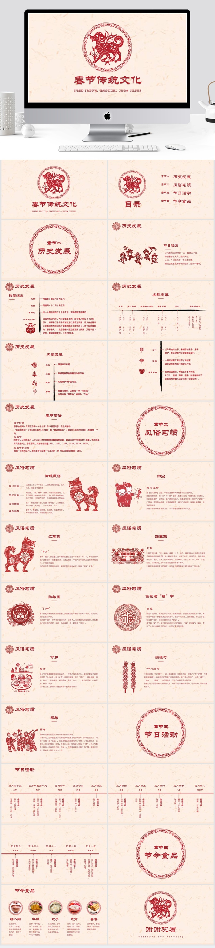 中国风春节传统文化介绍PPT模板