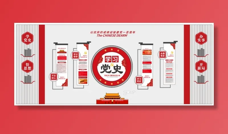 党建党史文化墙源文件CDR平面效果图cdr矢量模版下载