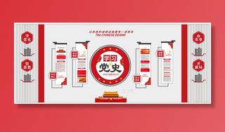 党建党史文化墙源文件CDR平面效果图