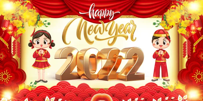 设计红色新年2022背景(2000x1000)psd模版下载