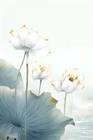 淡雅荷花国风绿色背景