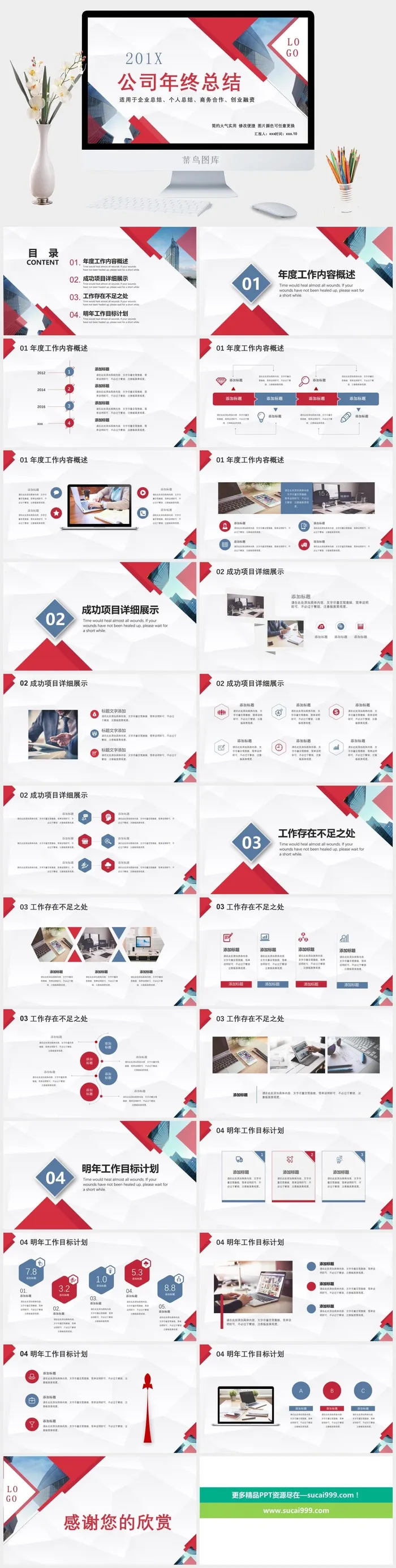 公司年终总结 商业标准PPT模板