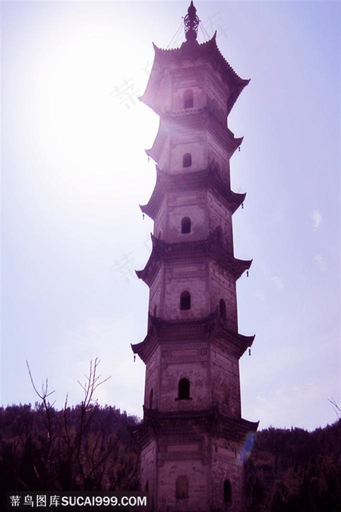 自然风景-阳光下的塔风景图片素材(jpg)