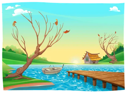 卡通风景小船 卡通风景小船