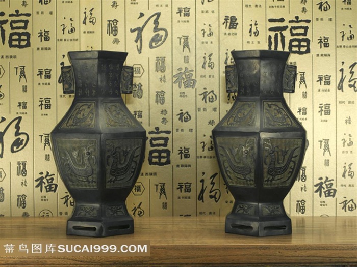 鸟纹青铜花瓶素材